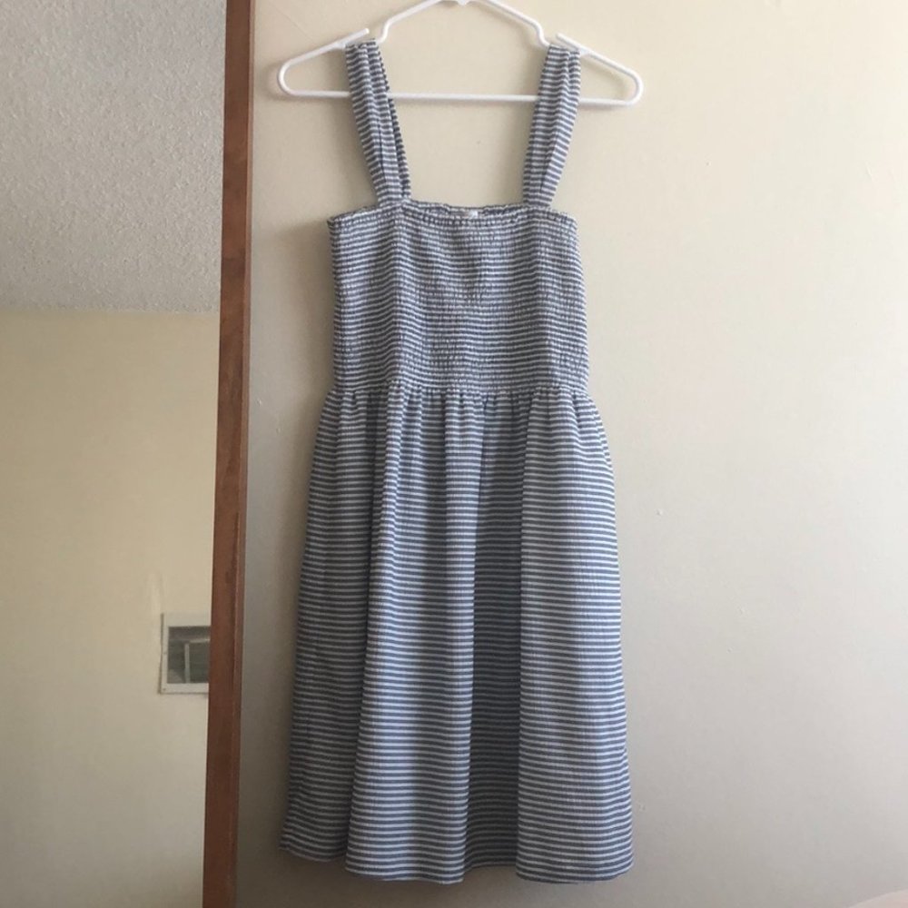 NWT Babydoll Blue & White Striped Madewell Dress M